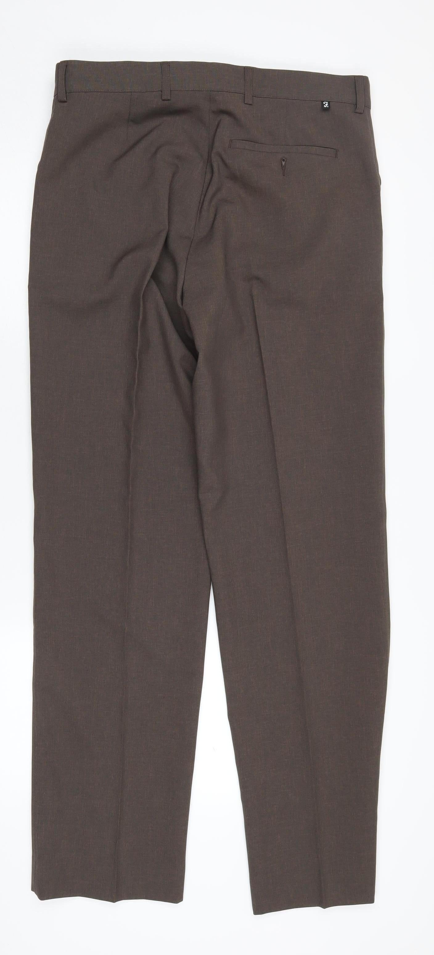 Farah Men's Brown Straight Trousers Size 34