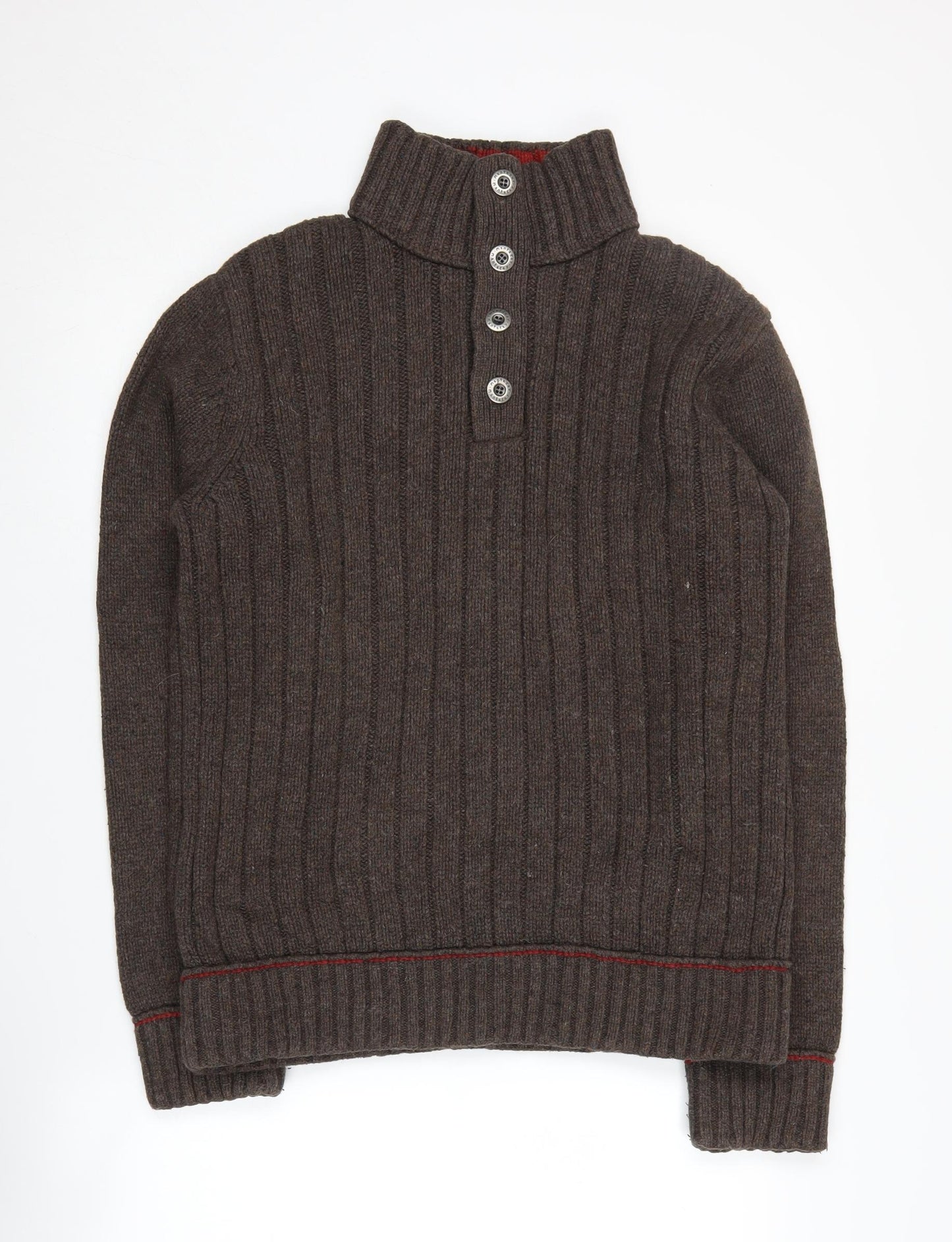 Mantaray Men's Brown Henley Jumper, Long Sleeve