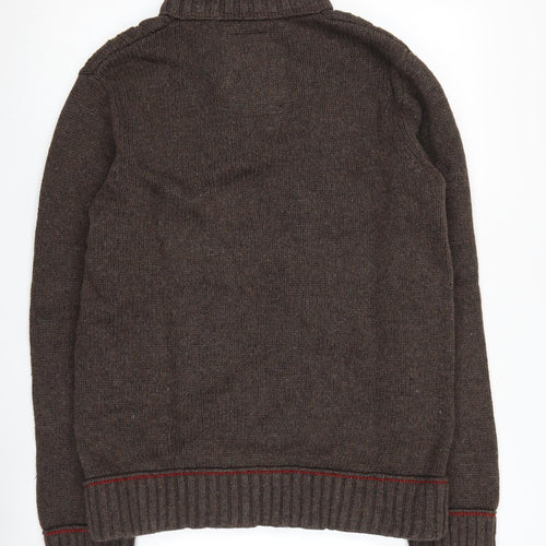 Mantaray Men's Brown Henley Jumper, Long Sleeve