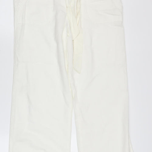 Marks and Spencer Women's Ivory Wide-Leg Trousers - Size 10
