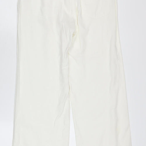 Marks and Spencer Women's Ivory Wide-Leg Trousers - Size 10