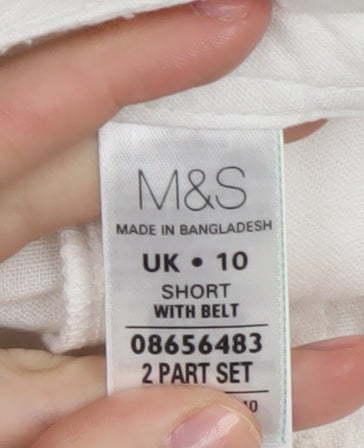 Marks and Spencer Women's Ivory Wide-Leg Trousers - Size 10