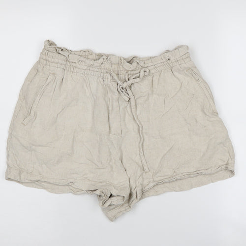 H&M Women's Beige Paperbag Shorts M Relaxed Fit