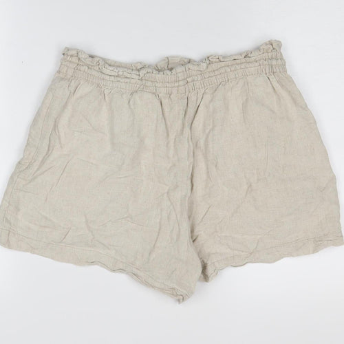 H&M Women's Beige Paperbag Shorts M Relaxed Fit