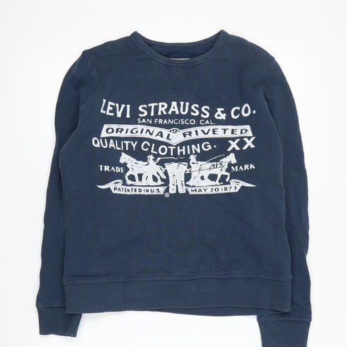 Levi's Boys Blue Cotton Sweatshirt 14 Years Graphic Pullover
