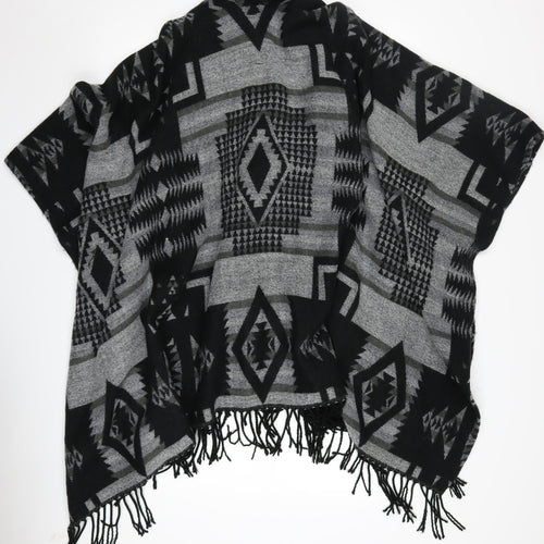 Quiz Women's Black Cape with Fur Trim - One Size