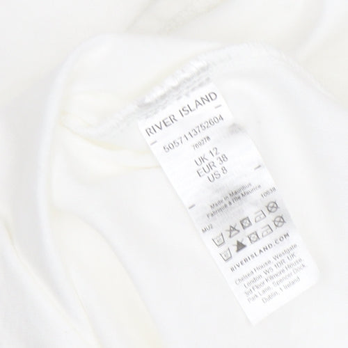 River Island Women’s White Dress Size 12 Cotton Casual