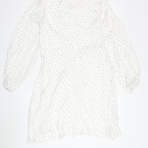 Y.A.S Women's White Midi Dress - L, Polka Dot Fit & Flare