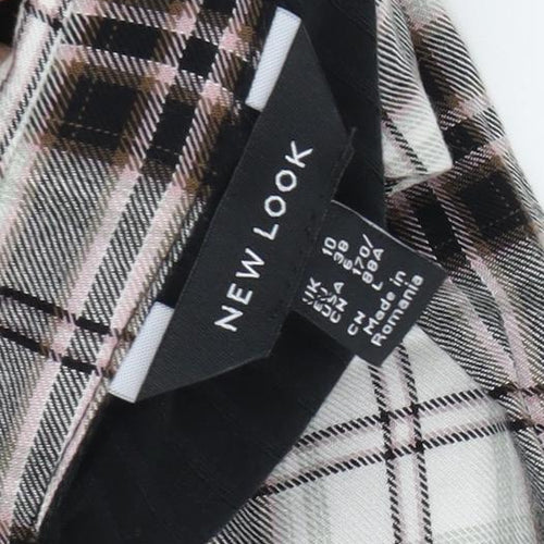 New Look Women's Black Plaid Cropped Button-Up