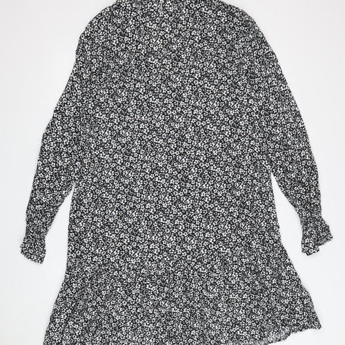 Marks and Spencer Floral Shift Dress, Size 12, Black