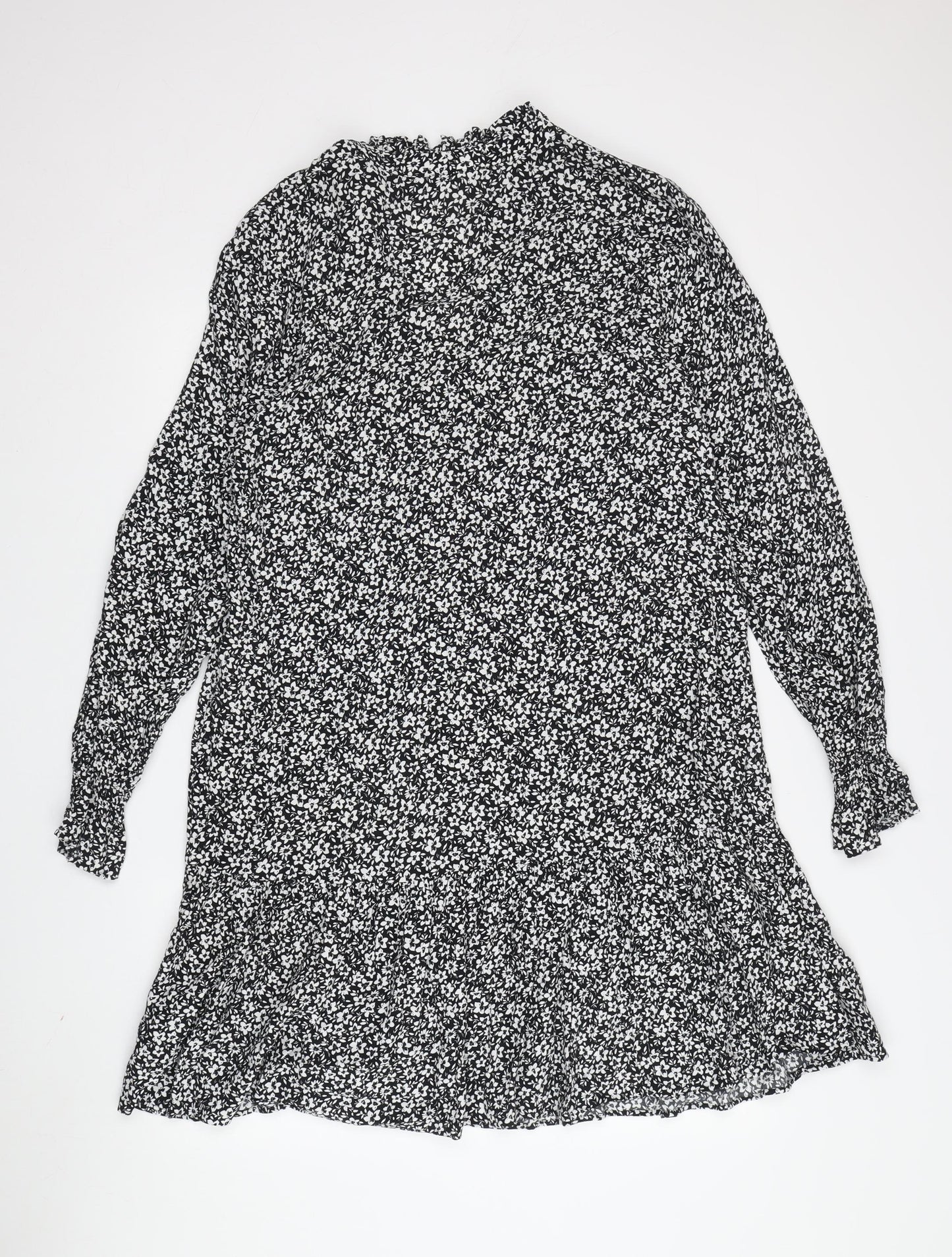 Marks and Spencer Floral Shift Dress, Size 12, Black
