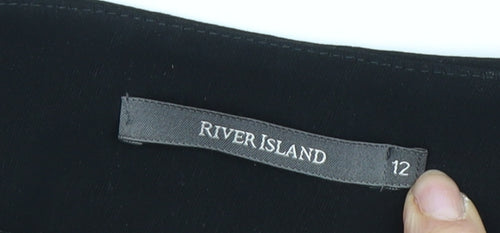 River Island Women's Black Wide-Leg Trousers Size 12