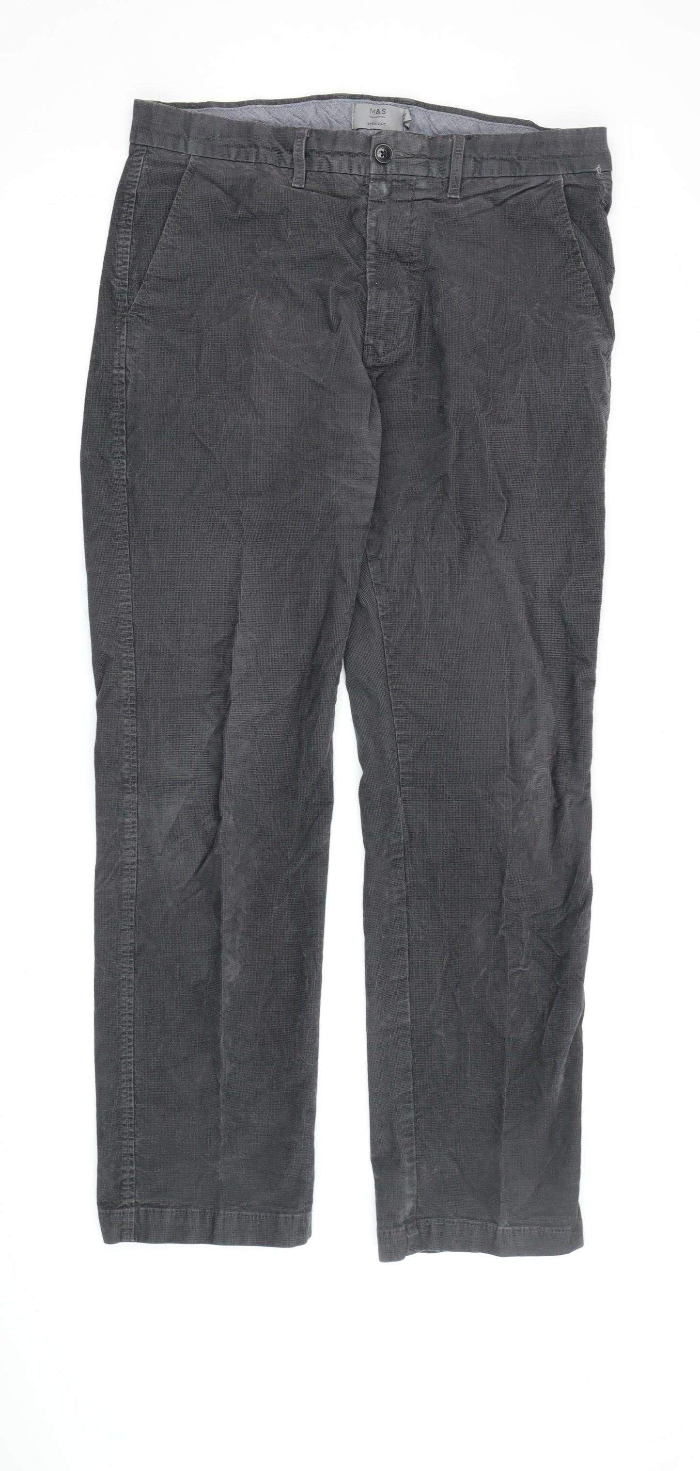 Marks and Spencer Men's Grey Chino Trousers Size 34