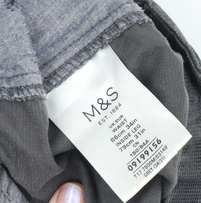 Marks and Spencer Men's Grey Chino Trousers Size 34