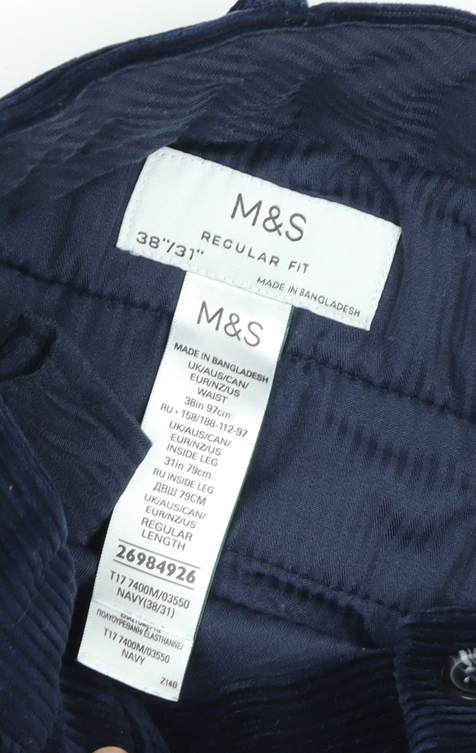 Marks and Spencer Men's Blue Corduroy Trousers 38R
