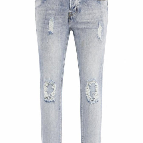 BoohooMAN Blue Skinny Jeans, Mens Size 30, Distressed