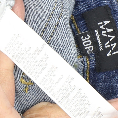 BoohooMAN Blue Skinny Jeans, Mens Size 30, Distressed