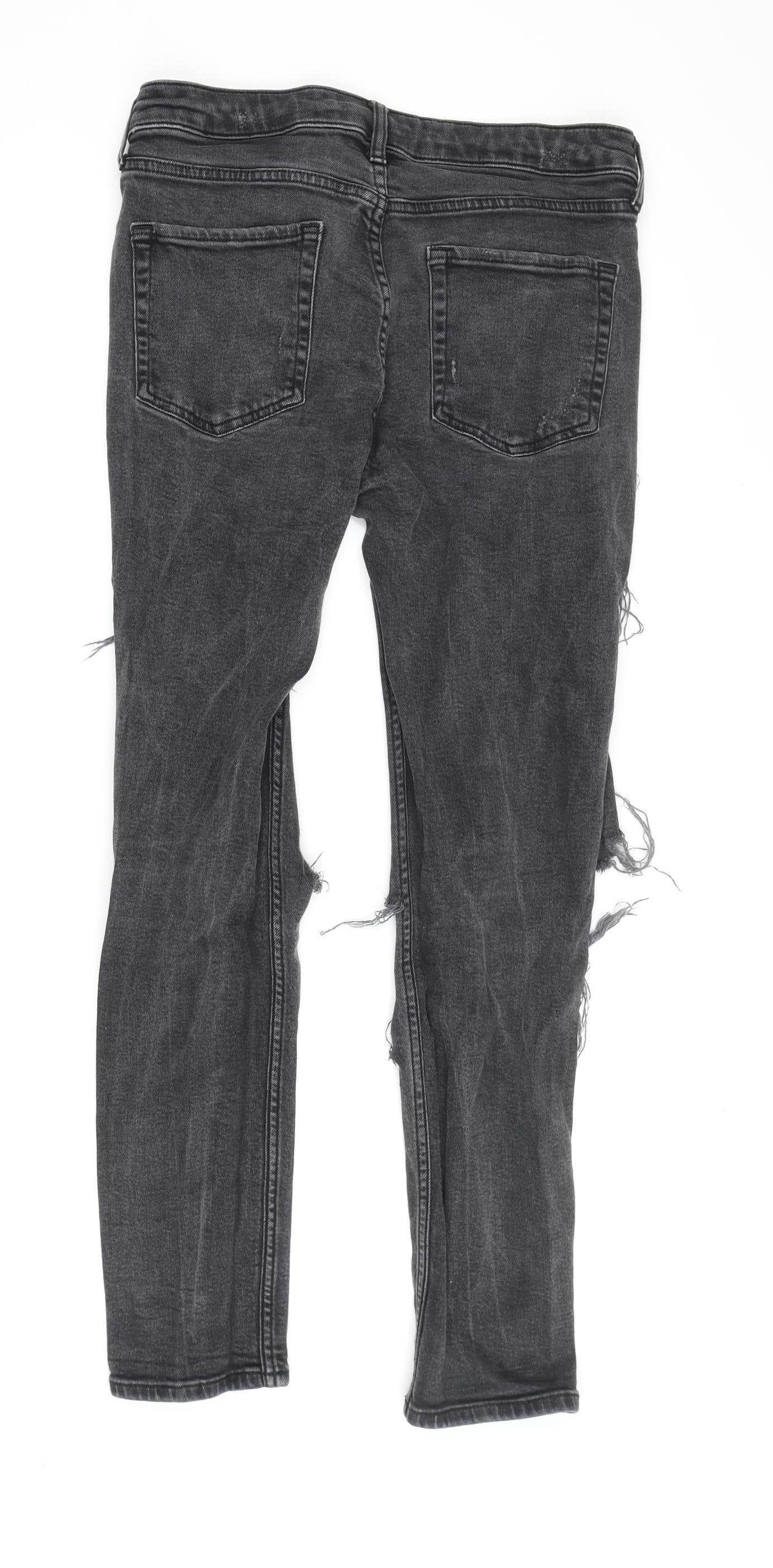 Topman Men's Black Skinny Distressed Jeans Size 32