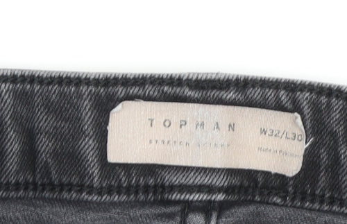 Topman Men's Black Skinny Distressed Jeans Size 32