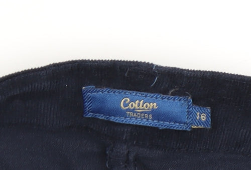 Cotton Traders Women's Black Corduroy Trousers Size 16