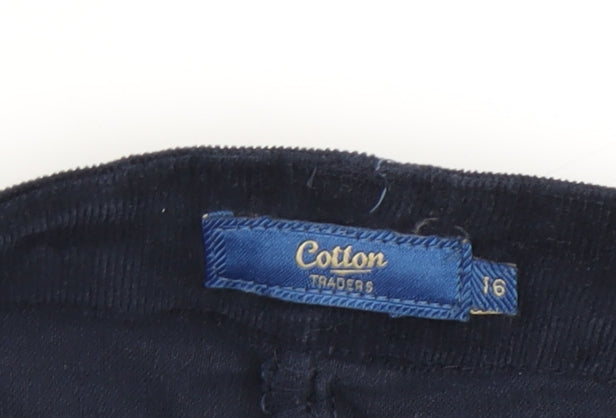 Cotton Traders Women's Black Corduroy Trousers Size 16