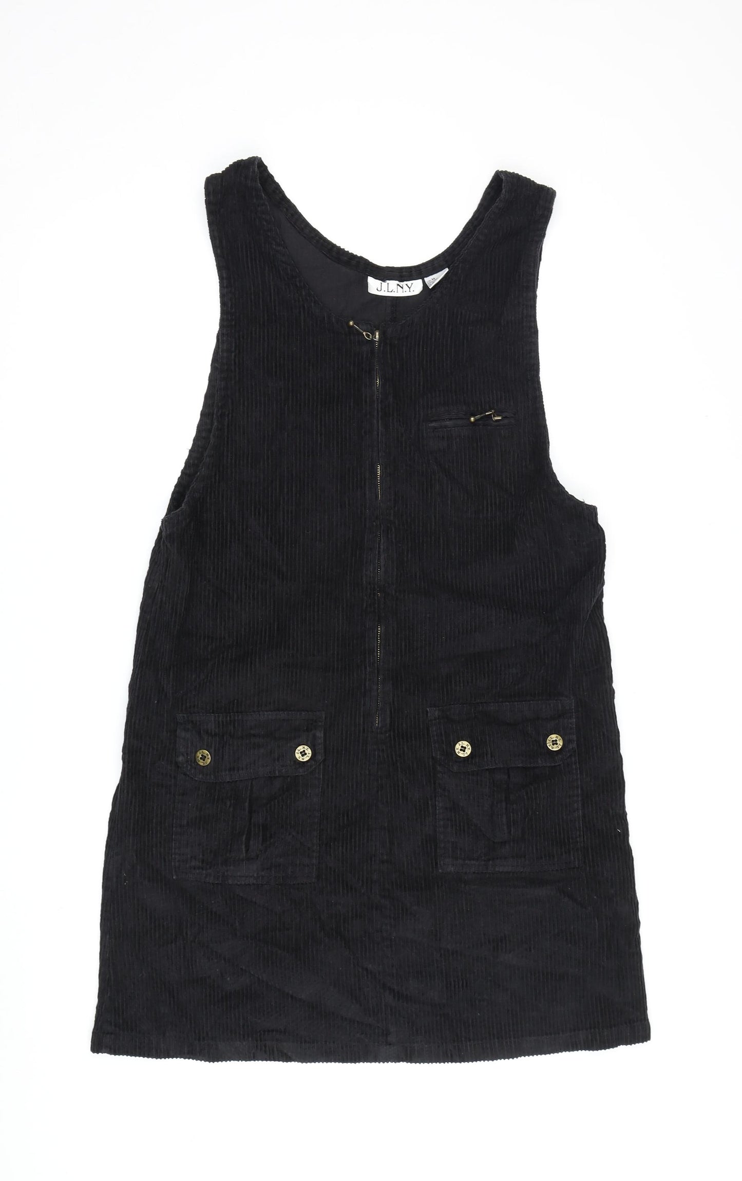 J.L.N.Y. Women's Black Corduroy Pinafore Dress M Preworn J.L.N.Y. Women's Black Corduroy Pinafore Dress M Preworn