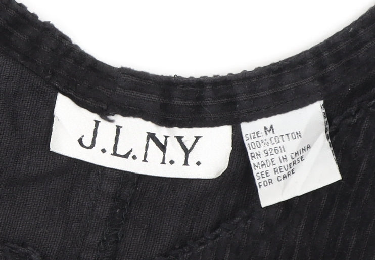 J.L.N.Y. Women's Black Corduroy Pinafore Dress M