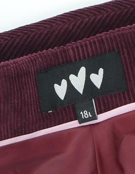 Women's Corduroy Pencil Skirt Red Size 18 Long