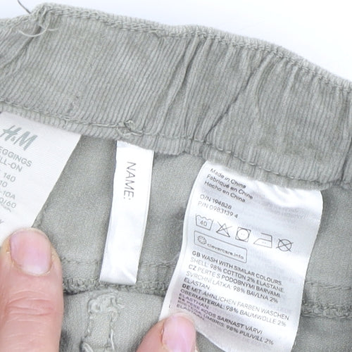 H&M Girls Green Jegging Elastic Waist Trousers Size 10