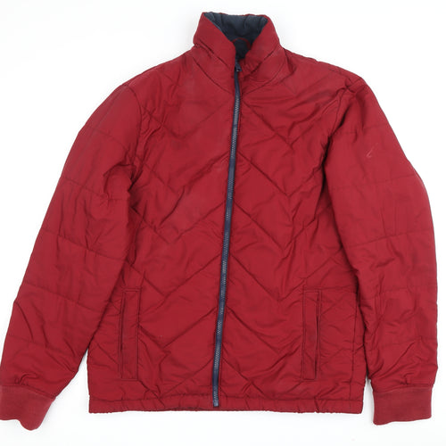 Women's Red Puffer Jacket, Size M, Mid-Length