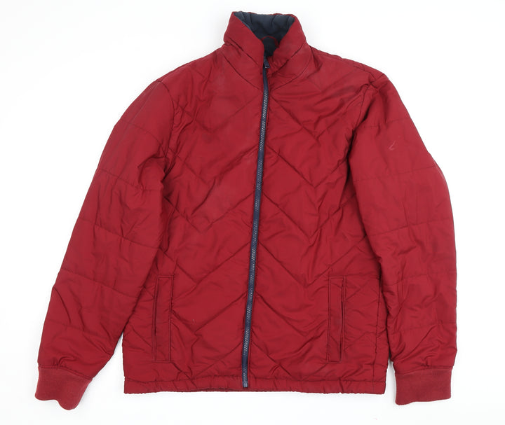 Women's Red Puffer Jacket, Size M, Mid-Length