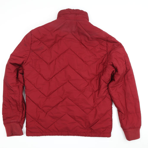 Women's Red Puffer Jacket, Size M, Mid-Length