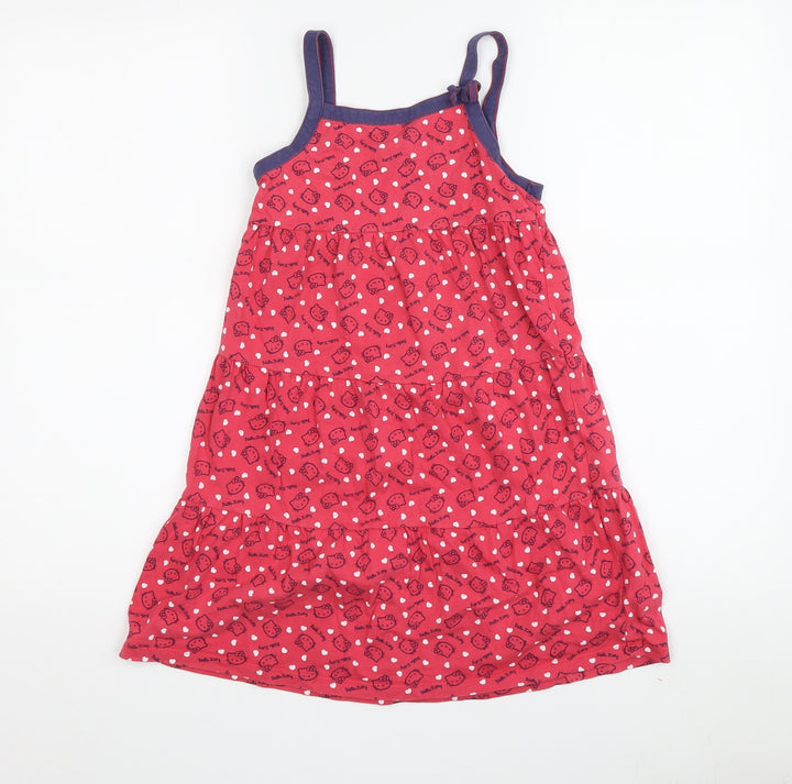 TU Girls Red Hello Kitty A-Line Dress, 7 Years, Fun Cartoon Style