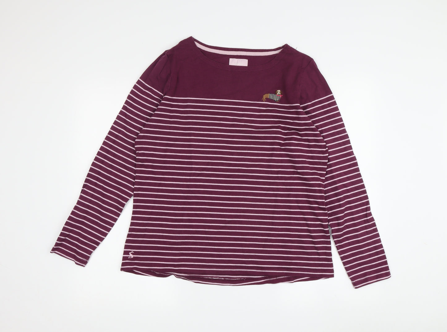Joules Women's Purple Striped T-Shirt Size 14