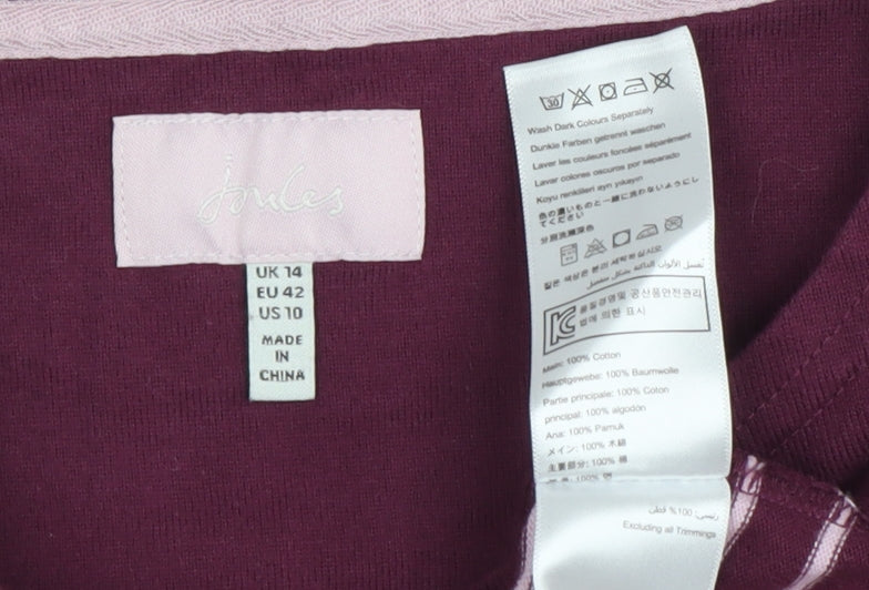 Joules Women's Purple Striped T-Shirt Size 14