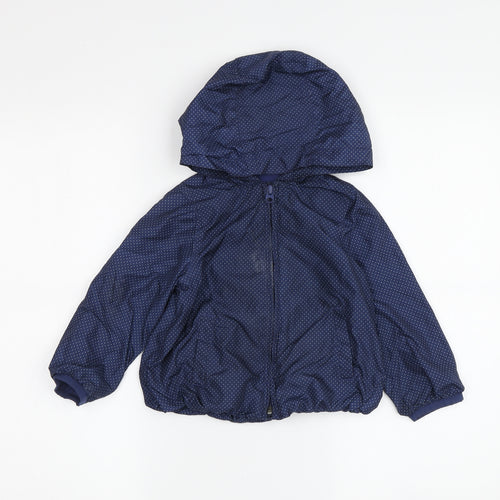 Gap Girls Blue Polka Dot Hooded Rain Coat 3 Years