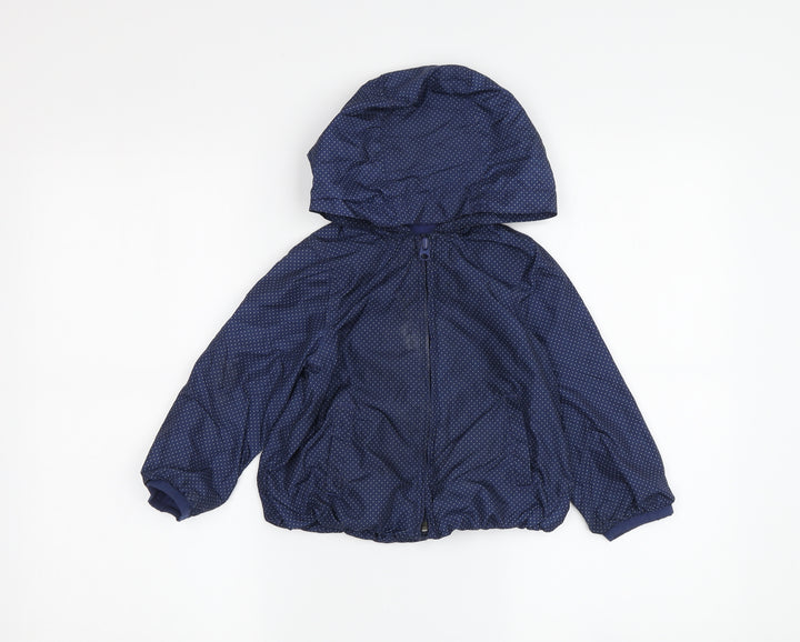 Gap Girls Blue Polka Dot Hooded Rain Coat 3 Years
