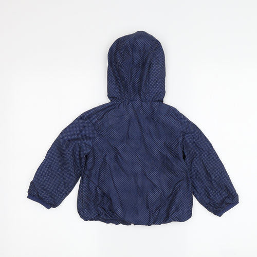 Gap Girls Blue Polka Dot Hooded Rain Coat 3 Years