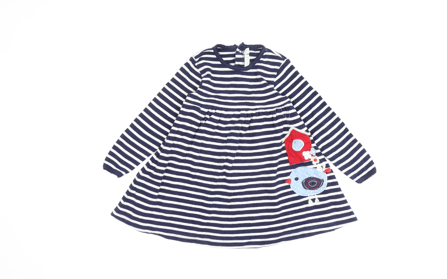 Charming Girls Blue Striped A-Line Dress, 12-18 Months