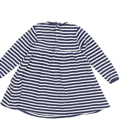 Charming Girls Blue Striped A-Line Dress, 12-18 Months