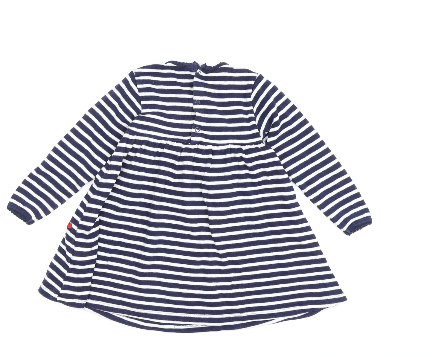 Charming Girls Blue Striped A-Line Dress, 12-18 Months