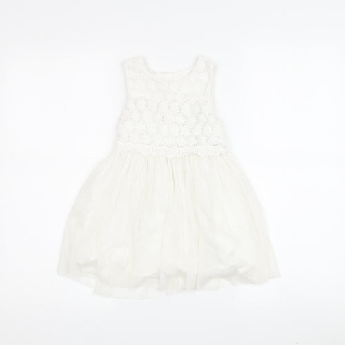 Matalan Girls White Lace A-Line Party Dress 2-3 Years