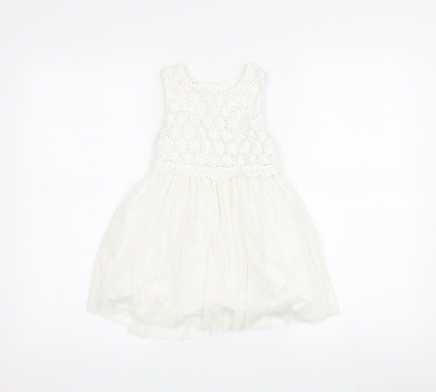 Matalan Girls White Lace A-Line Party Dress 2-3 Years