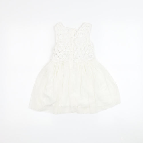 Matalan Girls White Lace A-Line Party Dress 2-3 Years