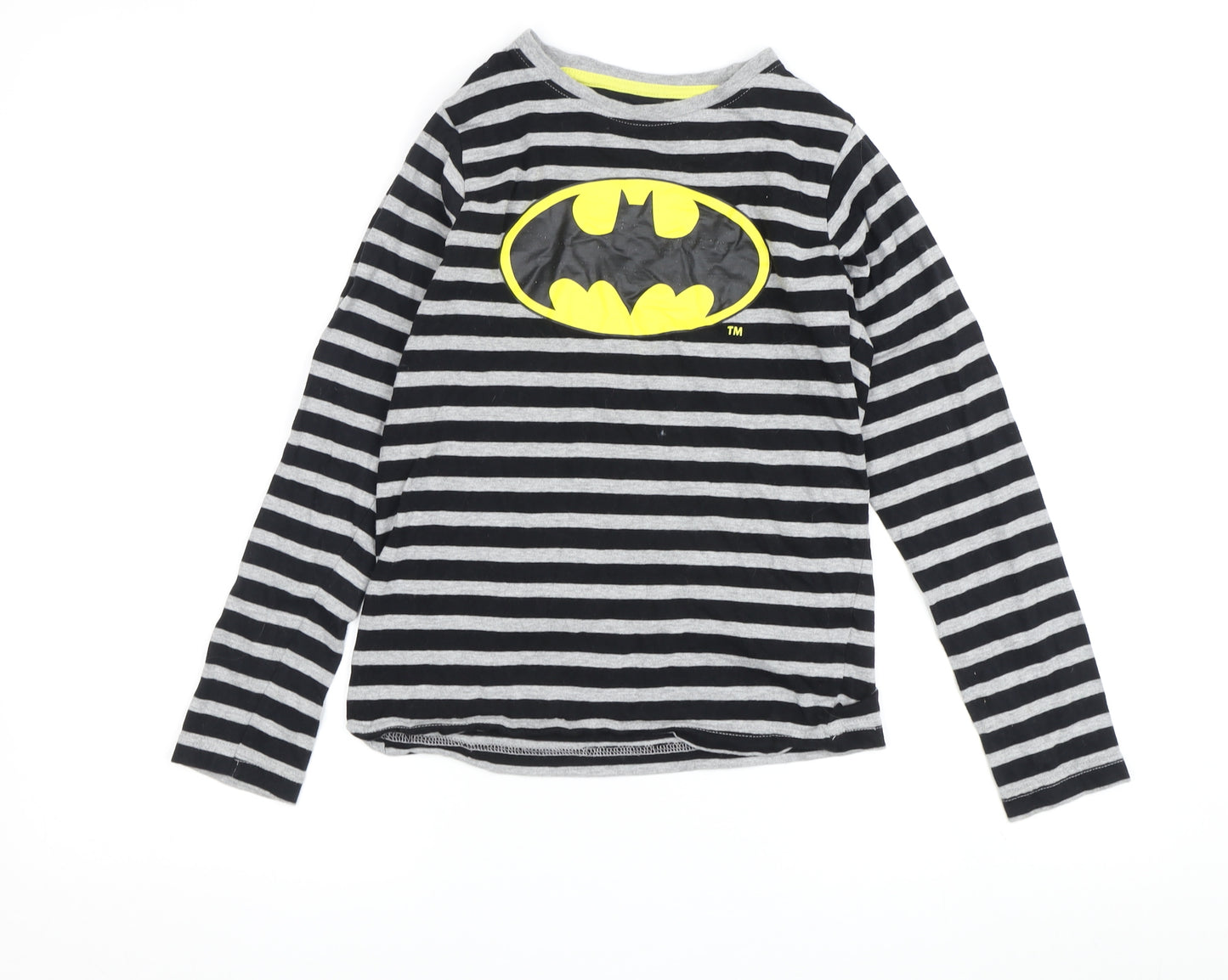 Batman Teens Black Jersey T-Shirt - M Long Sleeve Striped