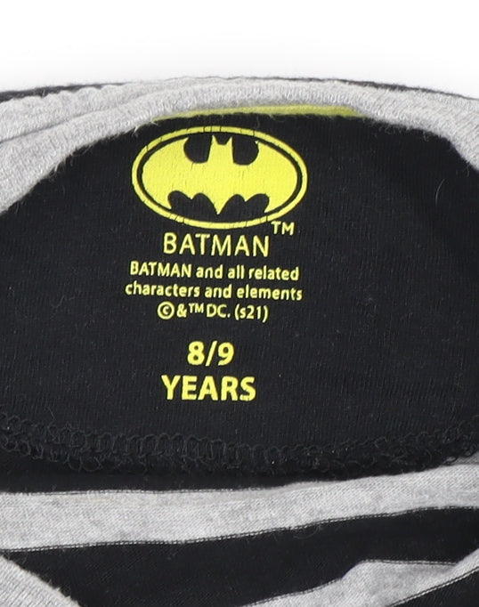Batman Teens Black Jersey T-Shirt - M Long Sleeve Striped