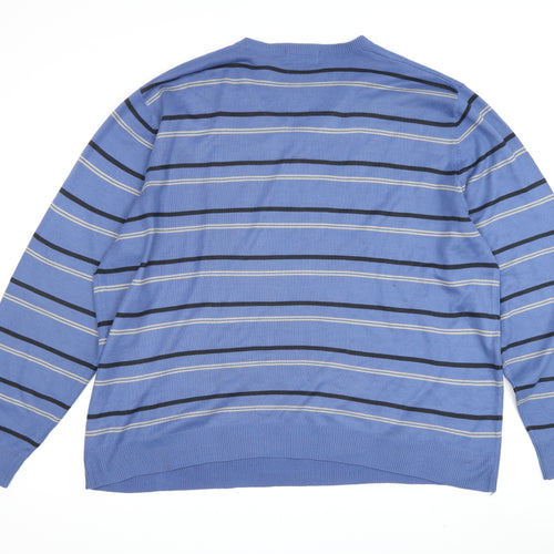Marks and Spencer Men's Blue Striped Pullover Jumper - L