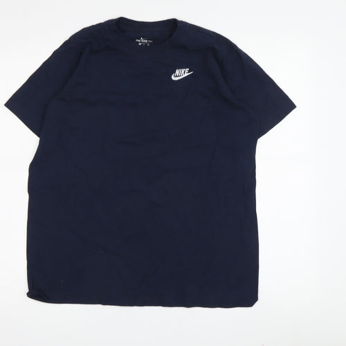 Nike Men's Blue Crew Neck T-Shirt, Size M, Logo Accent
