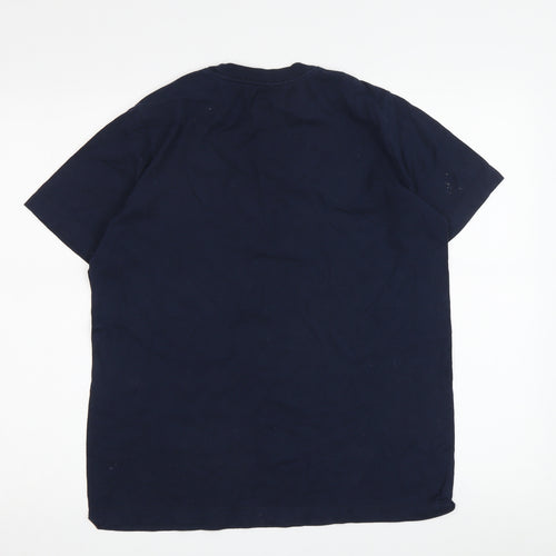 Nike Men's Blue Crew Neck T-Shirt, Size M, Logo Accent