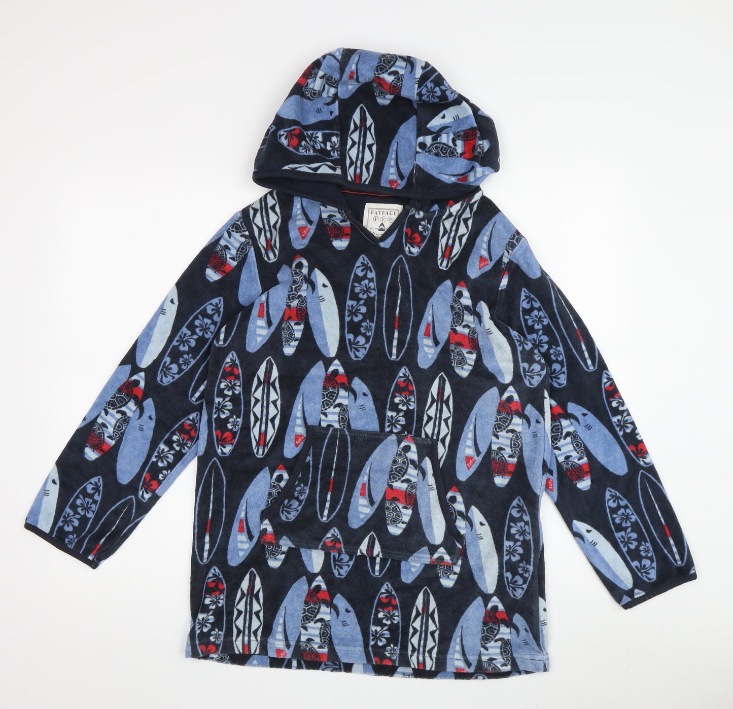 FatFace Boys Blue Surf Hoodie, 10 Years, Fleece Pullover